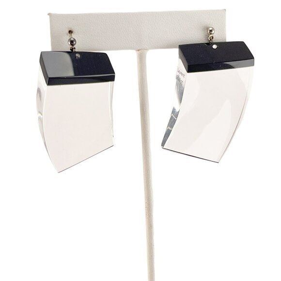 Laurent Guillot Lucite Clear Designer France Earrings Post Back - Picture 5 of 9